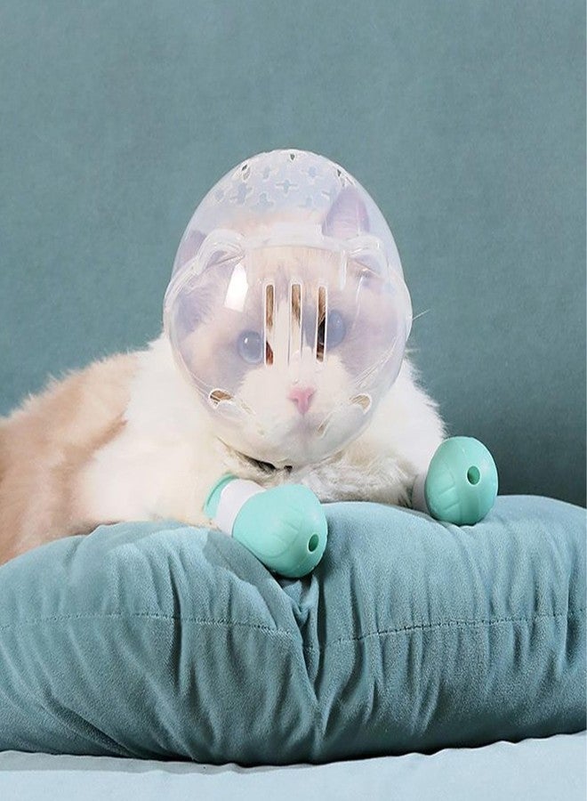 squishy Cat Muzzle, White Cat Mask for Grooming and Nail Trimming, Soft Cat Face Cover with Adjustable Strap, Breathable Design for Comfort - Image 2